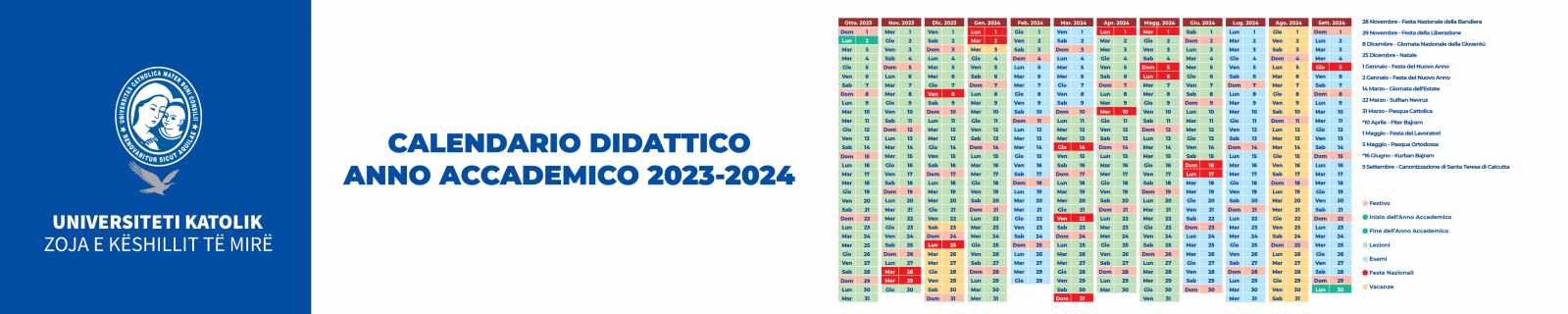 Calendario Didattico Anno Accademico 2023-2024